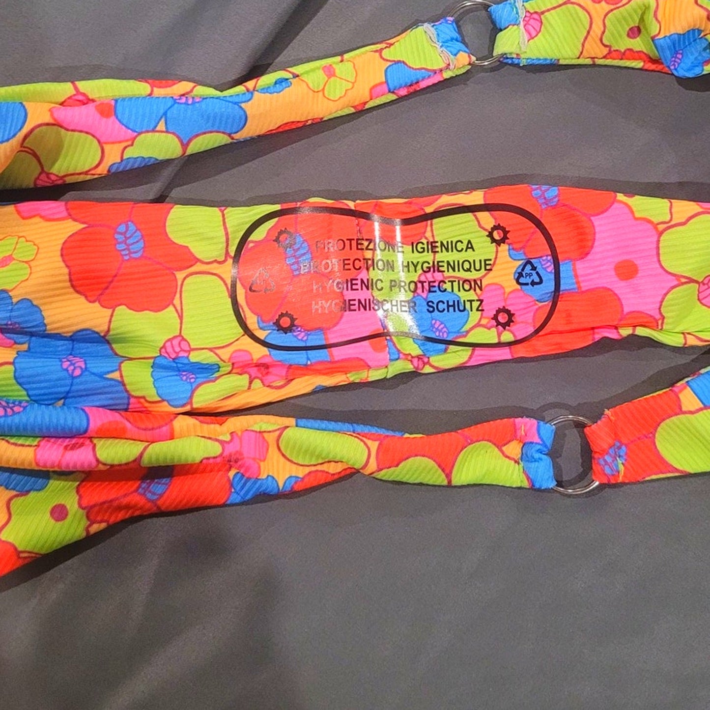 SOLY HUX Retro Flower Power Print Spaghetti Strap Bikini 2 Piece Suit, L (10-12)