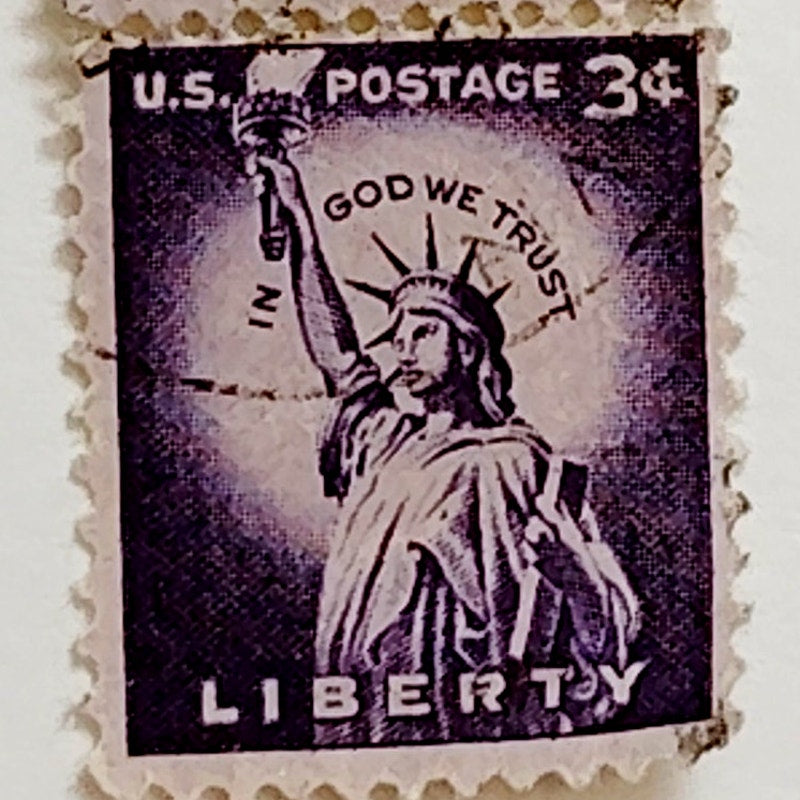 Vertical Pair 1954 USA 3¢ Statue of Liberty Scott 1035 Liberty Series - Canceled