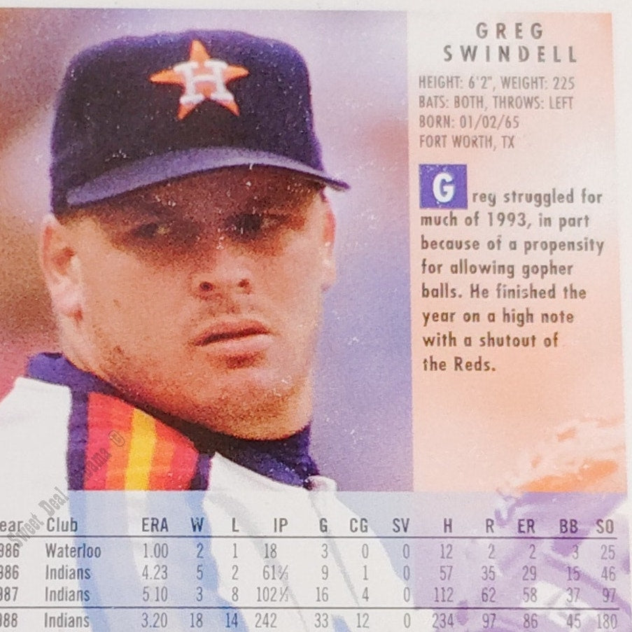 Greg Swindell, Houston Astros, #500, 1994 Fleer Baseball Collector's Card