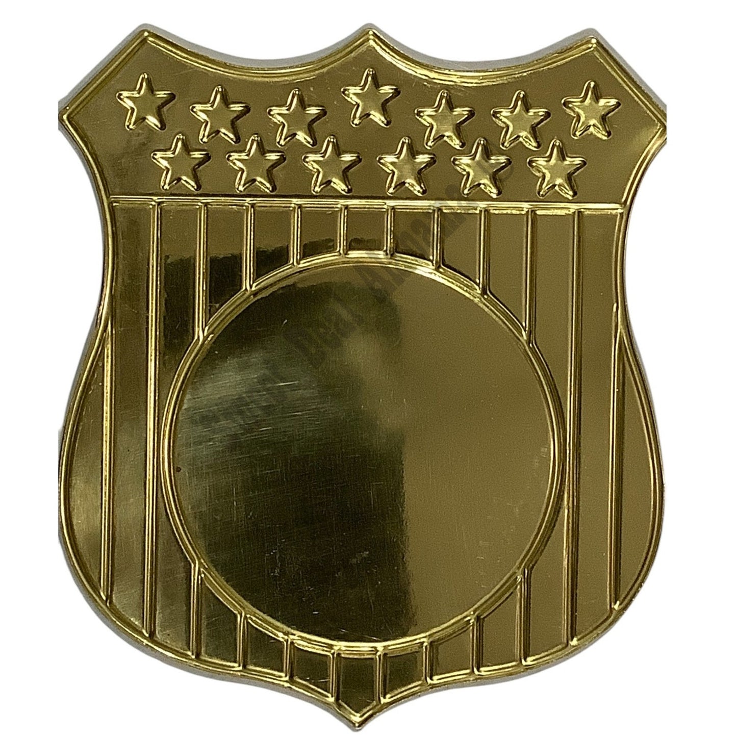 Vintage U.S Flag Metal Shield Plaque Mount 3-5/8"H x 3.25"W, Holds 2" Inserts