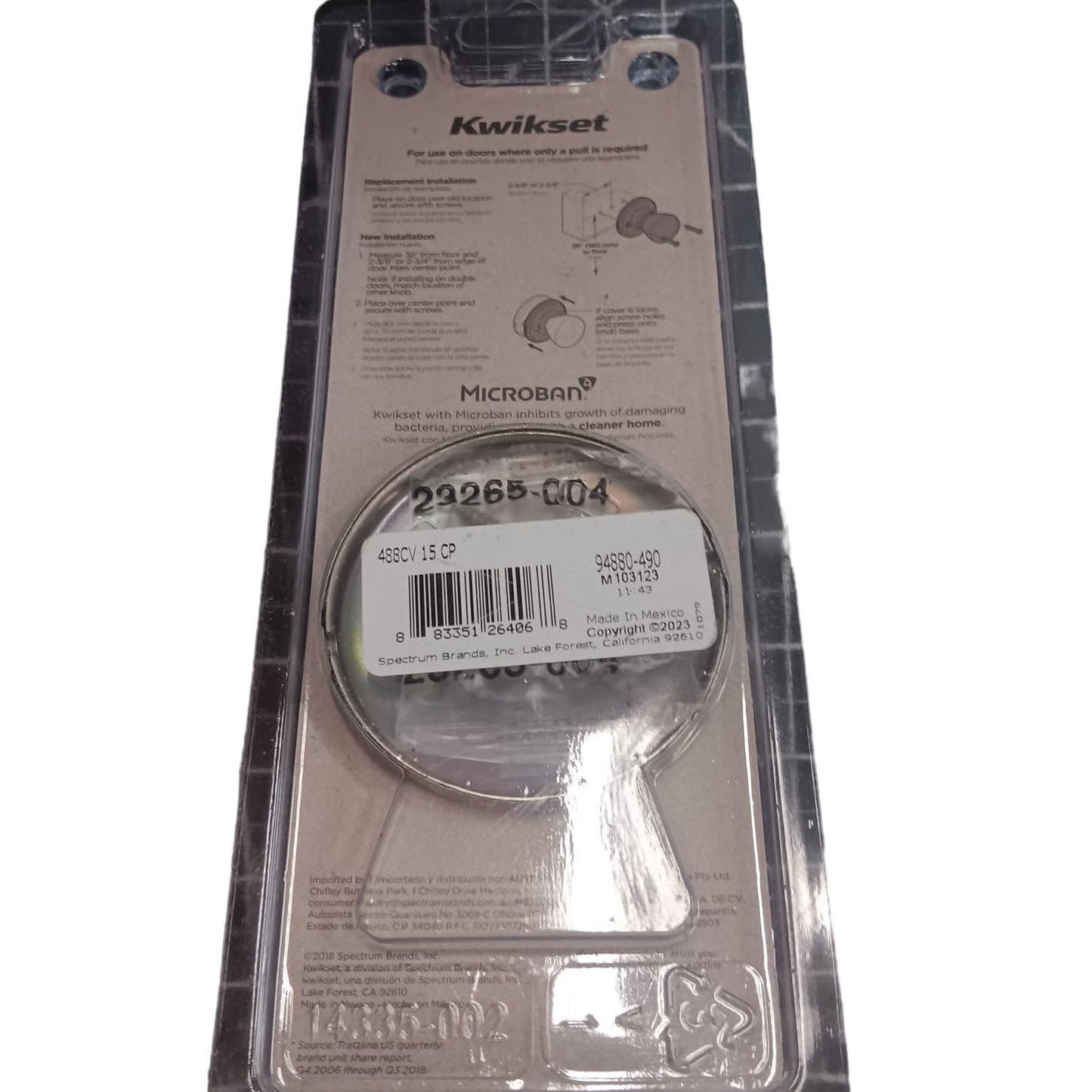 Kwikset 488CV 15 CP Cove Knob- Pull Only, Dummy Knob - Satin Nickel