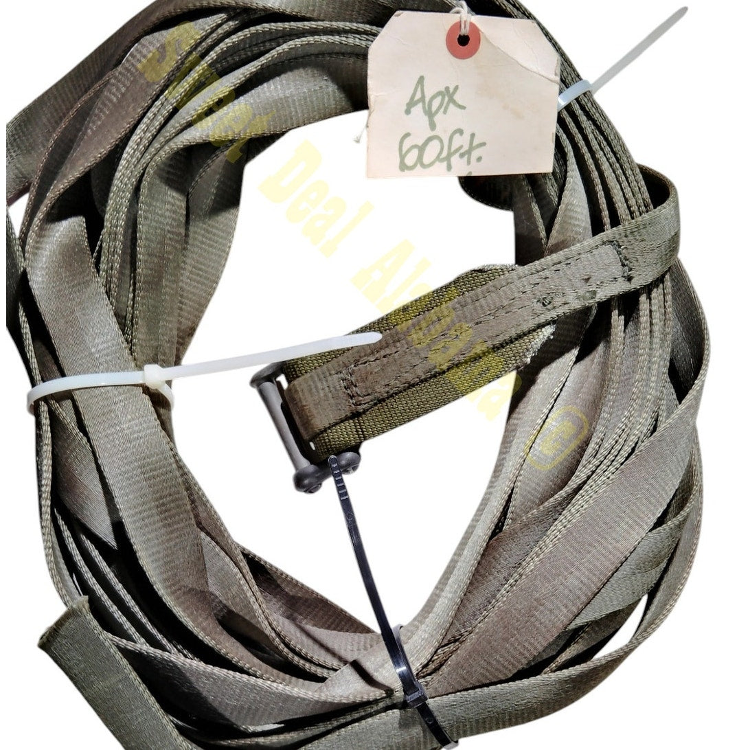 Military 1" Webbing w/ One Reinforced Metal Sling End, Approx. 60 Ft Length