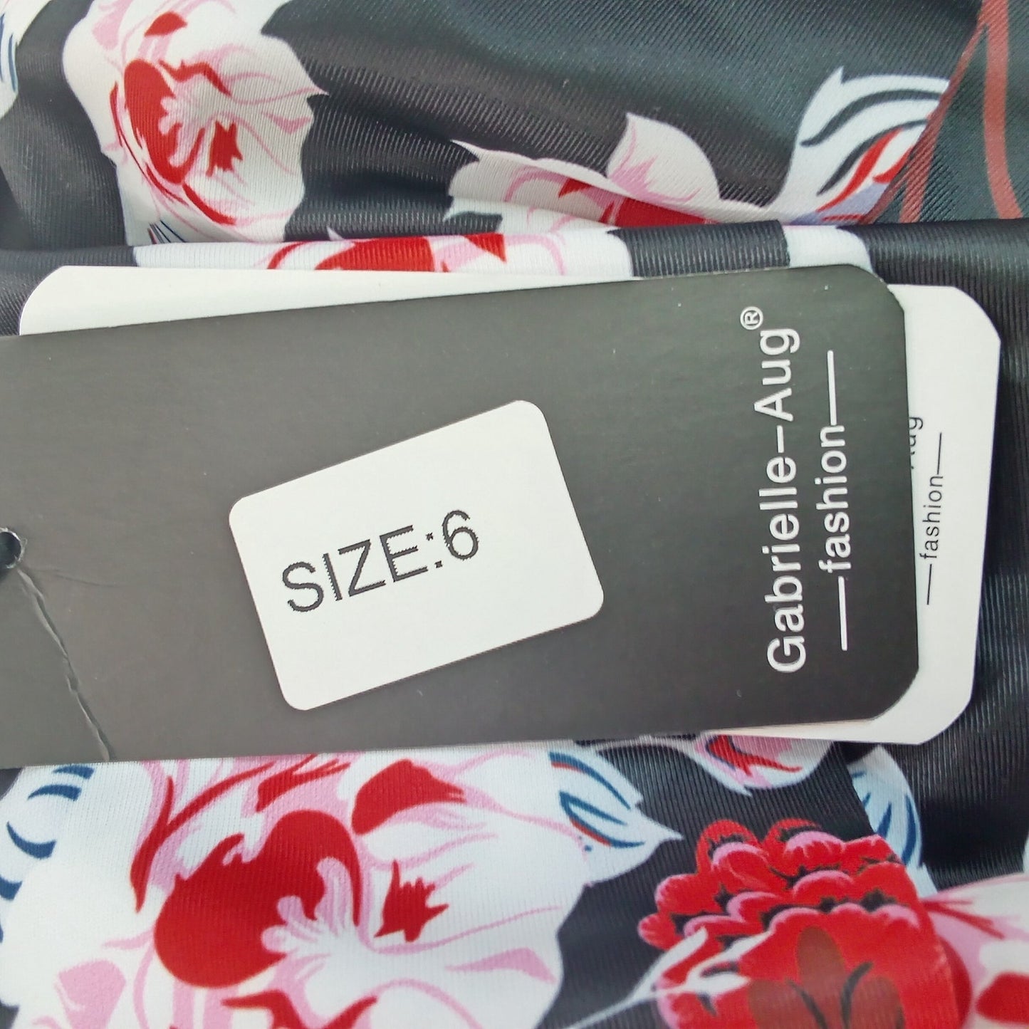 Gabrielle‑Aug Black Floral Flounce Tankini Swim Top Women’s Size 6 Medium