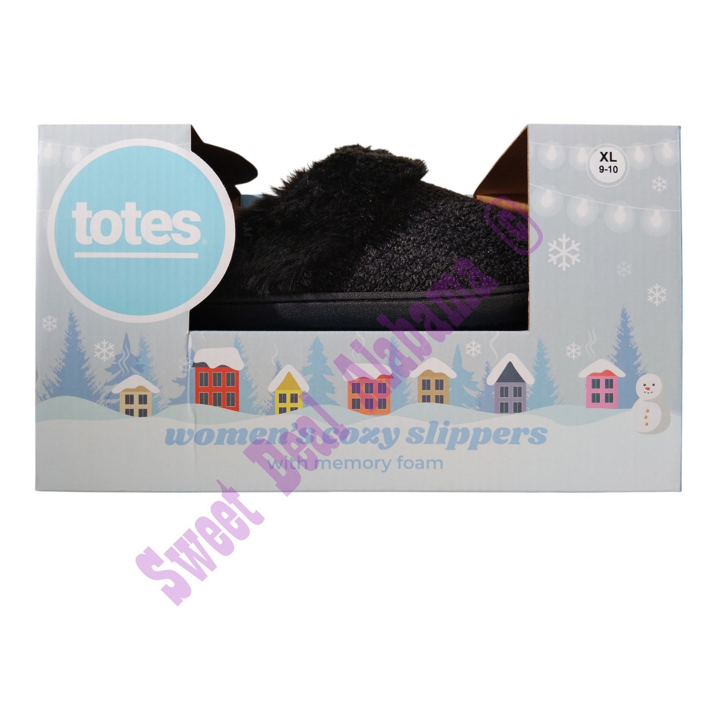 Totes Women's Cozy Slippers, Memory Foam Slippers, Size XL (9-10) , Black #35106