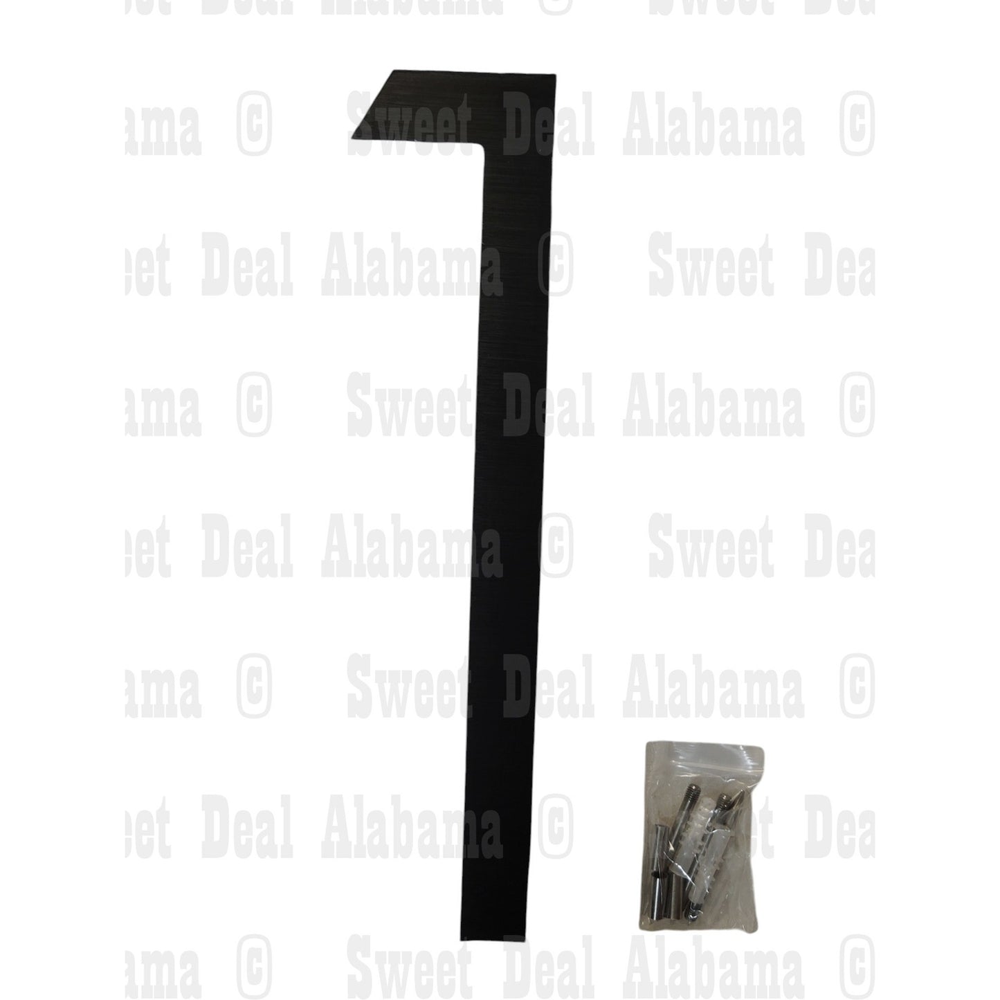12" Modern House Number - Matte Black Aluminum - Floating or Flush Mount - # 1