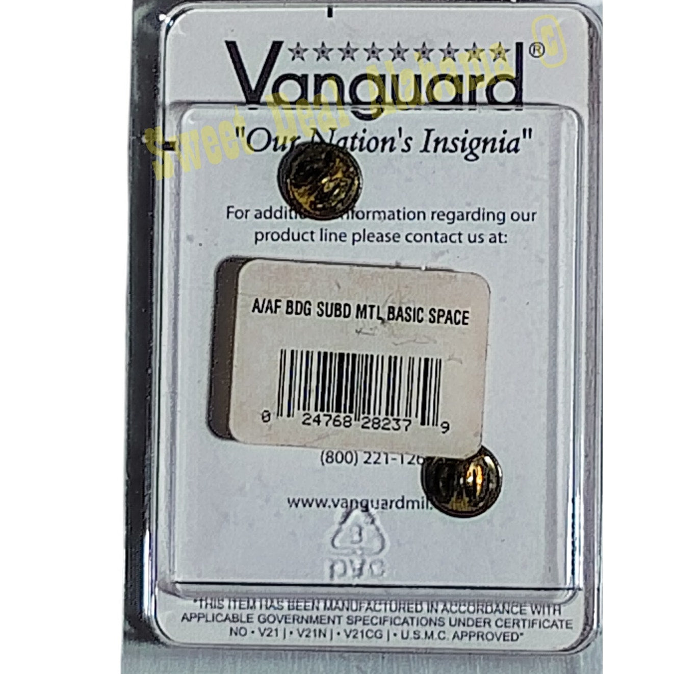 Vanguard Badge Pin: Space Command, Subdued Black Metal, 7/8"H x 3"W