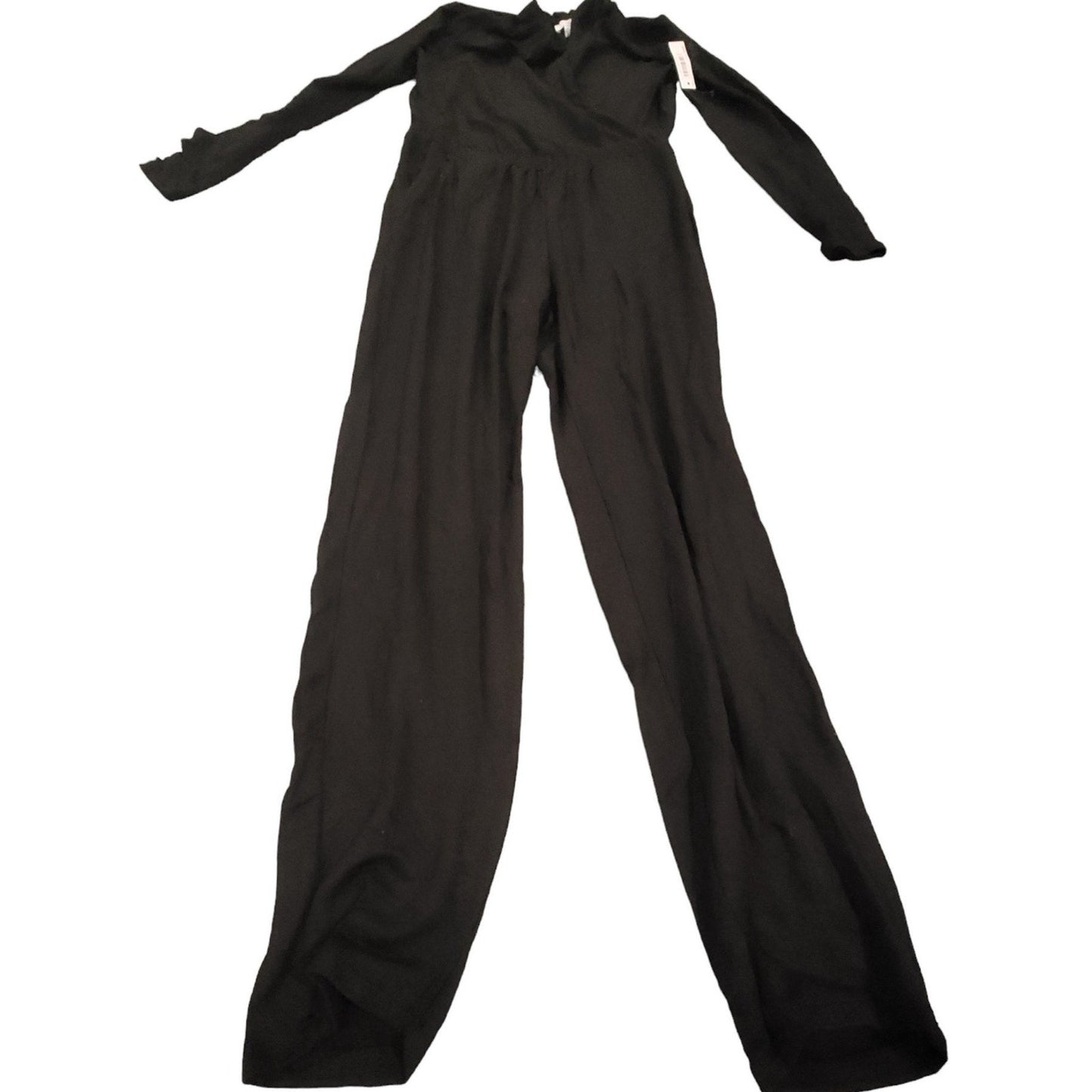 Daily Ritual Supersoft Terry Long-Sleeve V-Neck Wrap Jumpsuit, Black, S