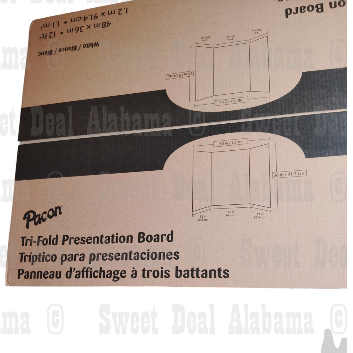 Pacon 37634 Presentation Boards – 48"x36", White, Corrugated Tri-Fold, 4/Carton