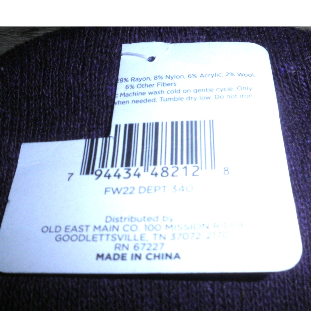 Old east Main Co., Ladies, One-Size, Purple Cuffed Beanie Cap, Blended Materials