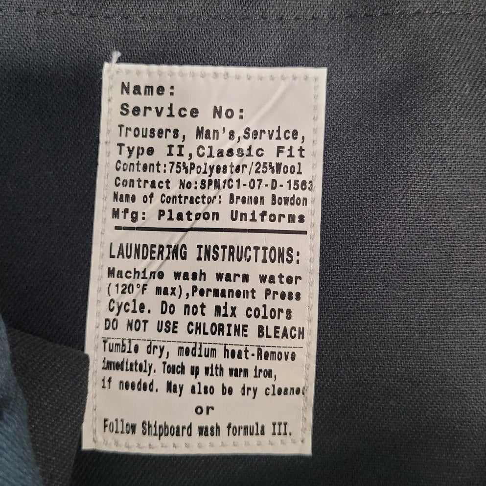 Men’s Service Trousers - Size 32R - Shade 3346 - Classic Fit - Poly/Wool - NWT