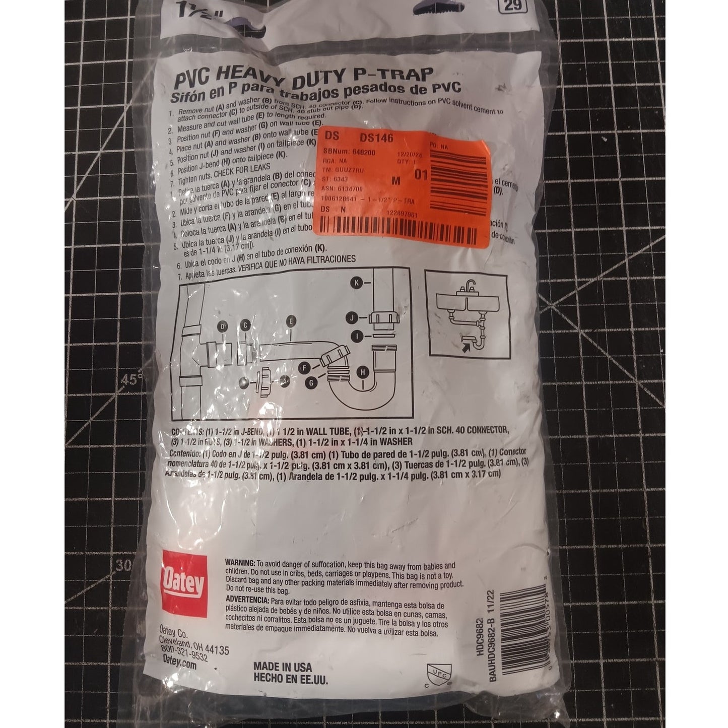 HD 1-1/2 in to 1-1/4 in. Plastic Adjustable Diameter P-Trap with Reducing Washer
