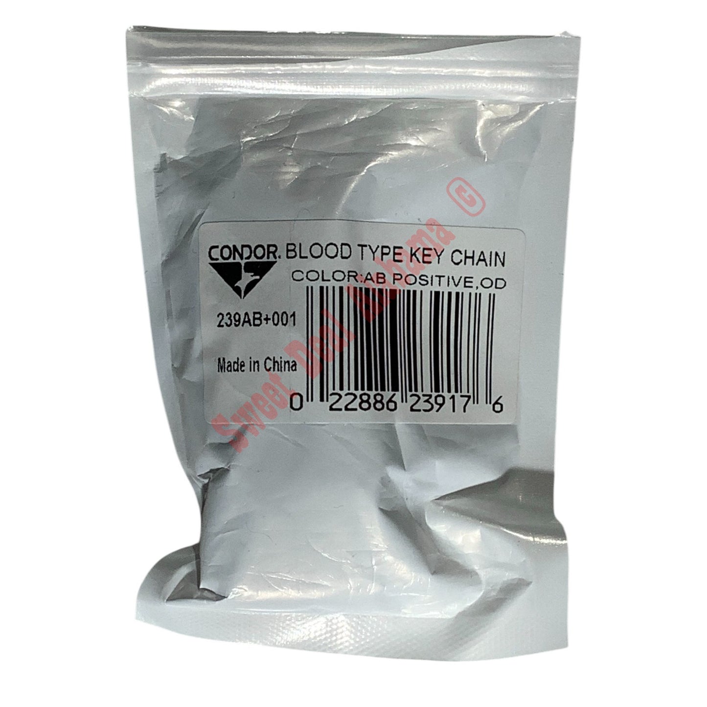 Condor Blood Type Keychain, AB POS (AB POSITIVE), Olive Drab Green, Snaphook
