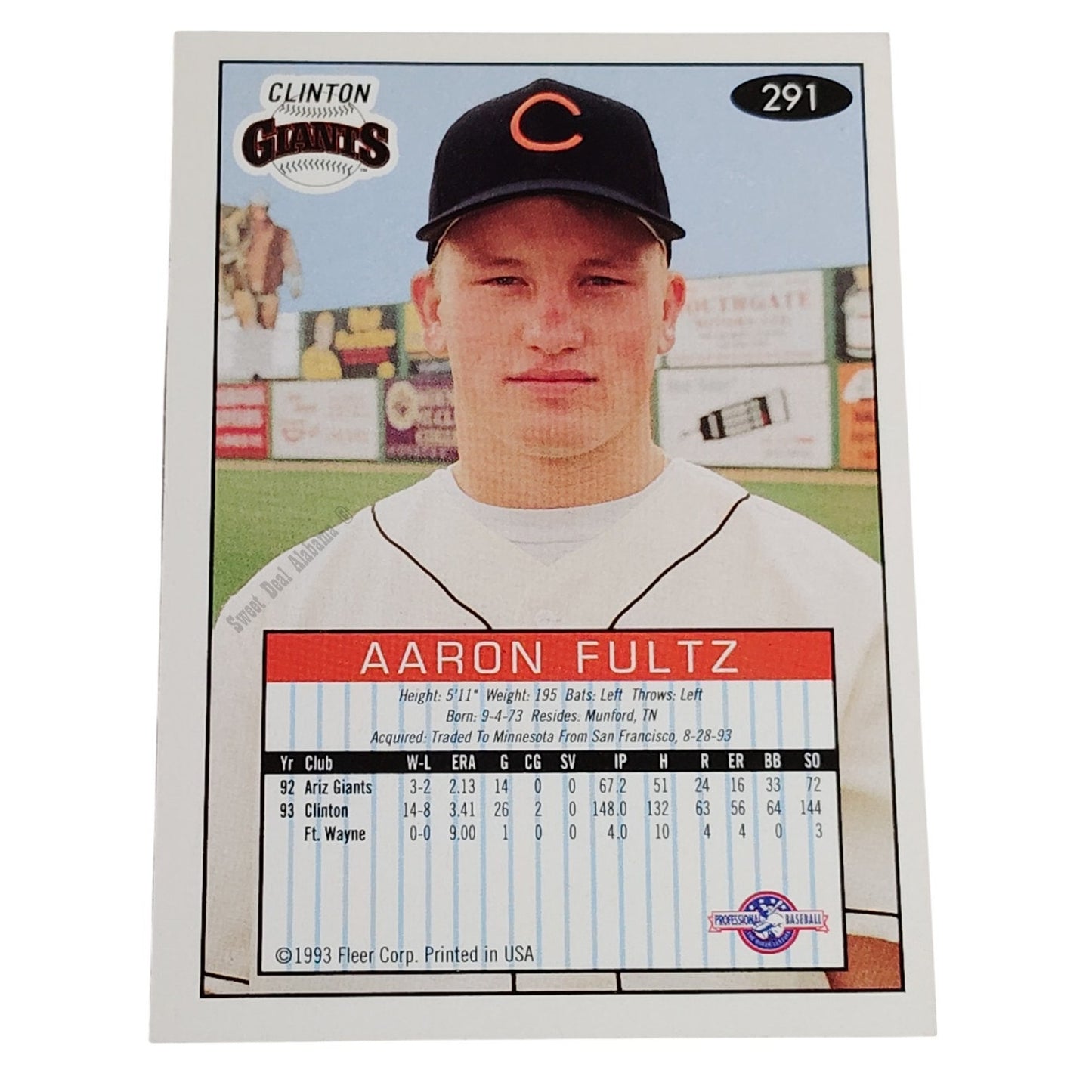Aaron Fultz, Clinton Giants, #291, 93-94 Fleer Excel Minor Leagues