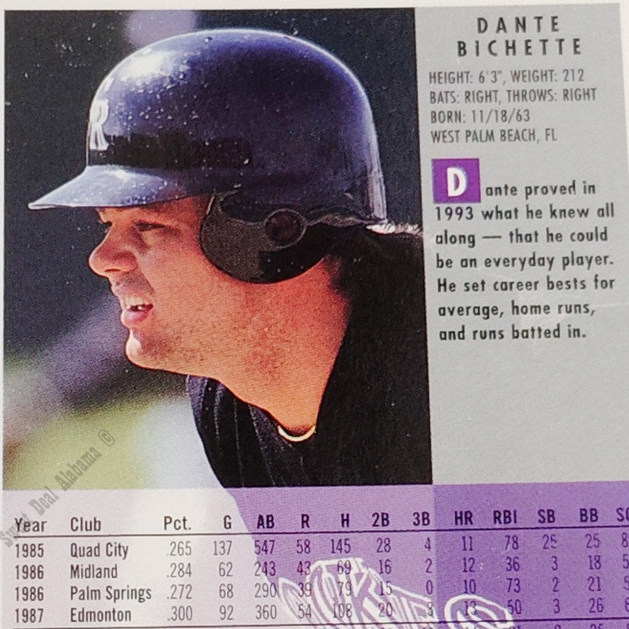 Dante Bichette, Colorado Rockies, #433, 1994 Fleer Baseball Collector's Card