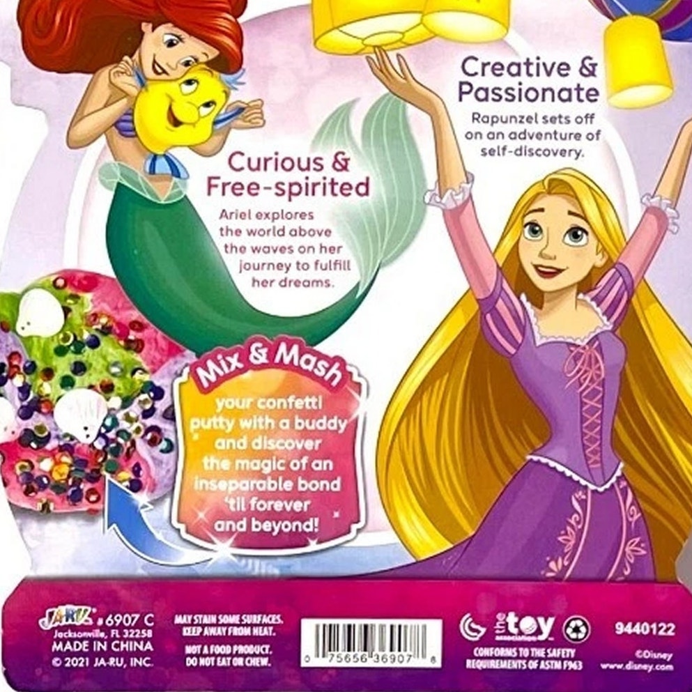 Disney Princess Buddy Putty – 1 Pack w/ Confetti, 3 Colors, Fun Beads, Ages 4+