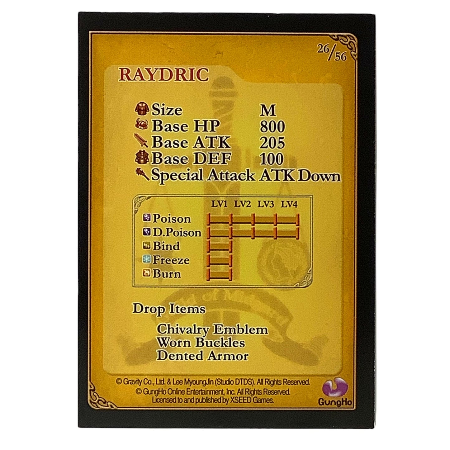 Ragnarok Odyssey Game Card 26/56, Raydric, by XSeed Games
