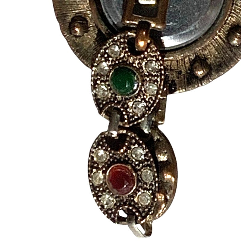Vintage Flower Quartz Watch Round Women's Bracelet, Non-Operable