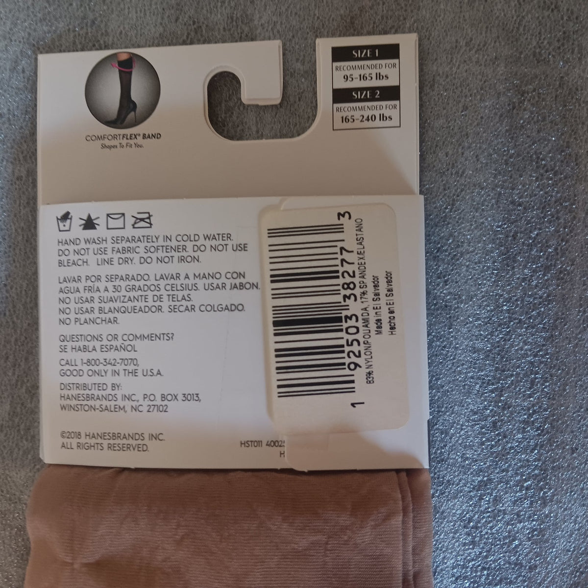 Hanes Perfect X-Temp Sheer Knee High Socks 2-Pack Size 1 Nude HST011