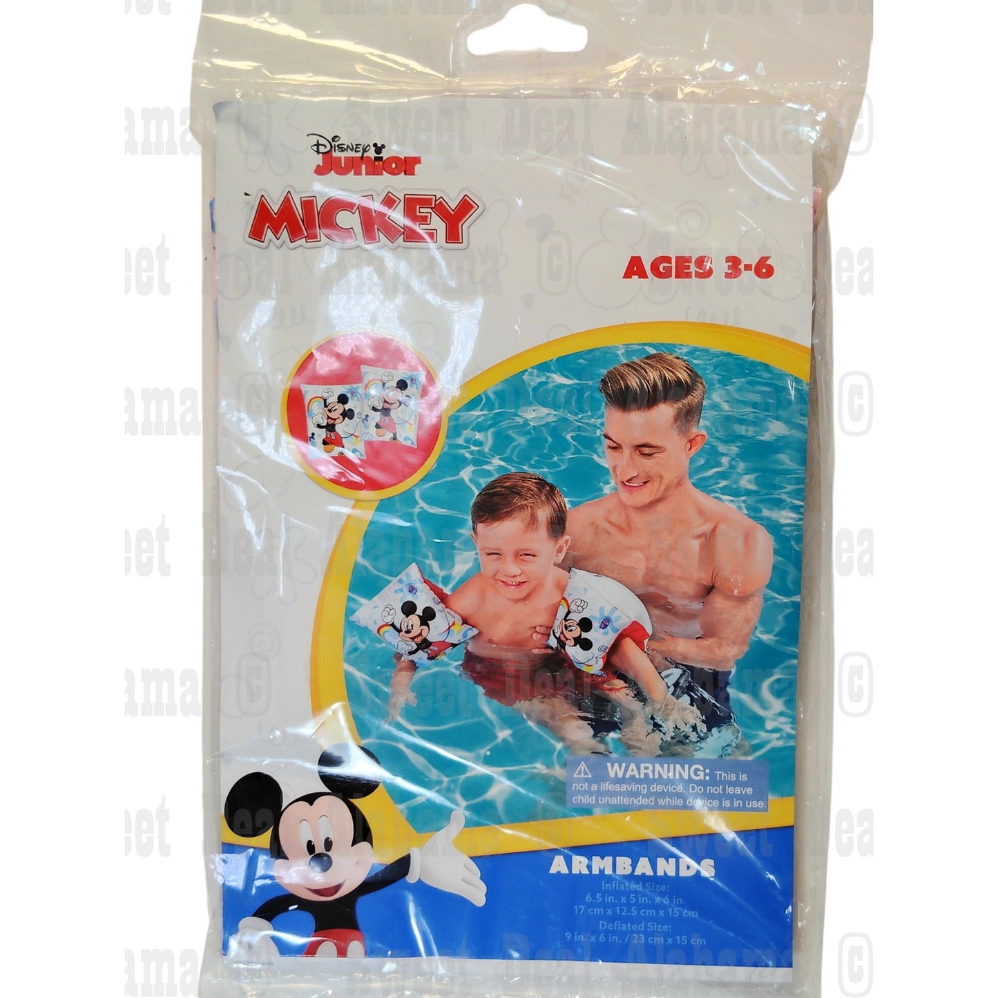 Disney Junior Armbands Floaties, Mickey Mouse, Ages 3-6, 6.5" x 5" x 6" Inflated