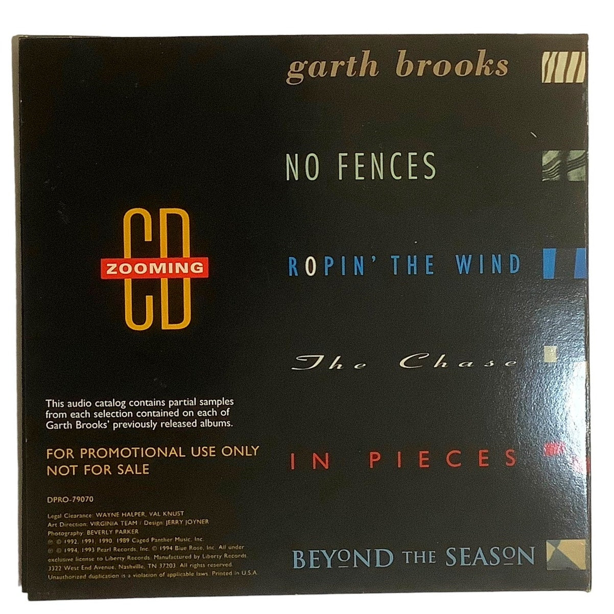 Garth Brooks - CD Zooming, 1994 LN Promotional CD, Pristine Condition