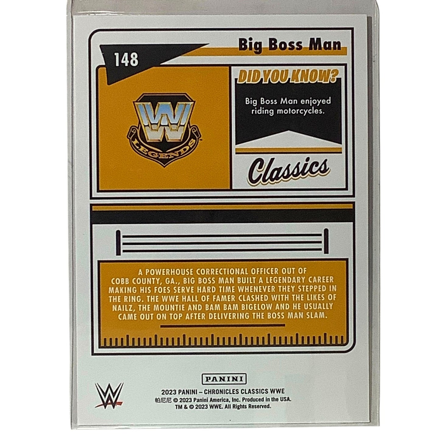 Big Boss Man Card 162, 2023 Panini -Chronicles Classics WWE Collectors Card, NM+
