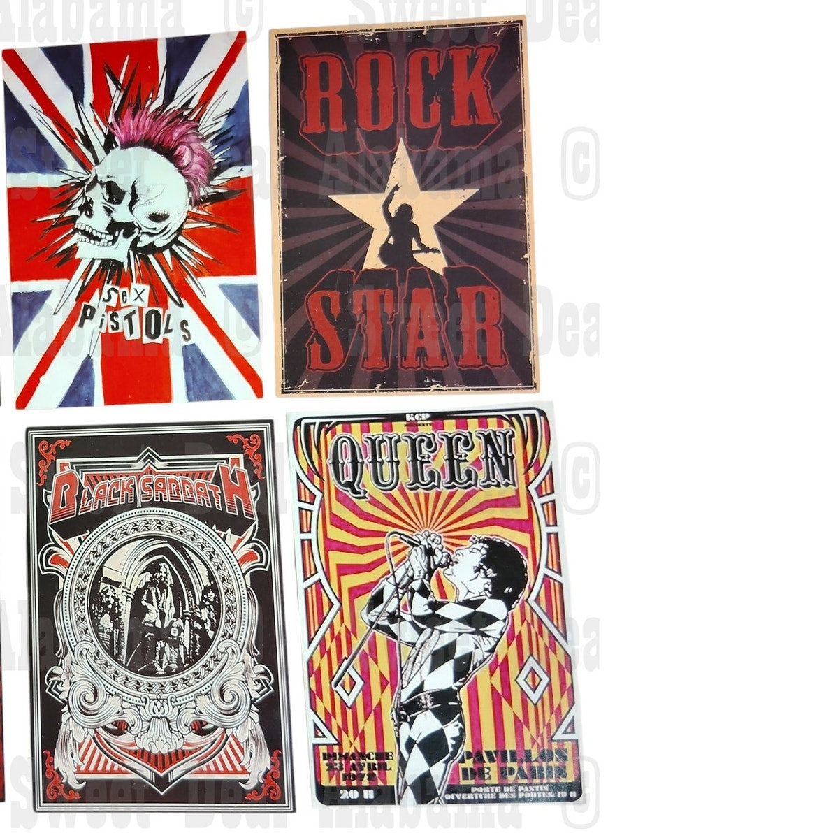 8-Piece Punk Rock Wall Collage Kit - Hip Hop, Rap, Rock & Roll - 6"x4" Posters