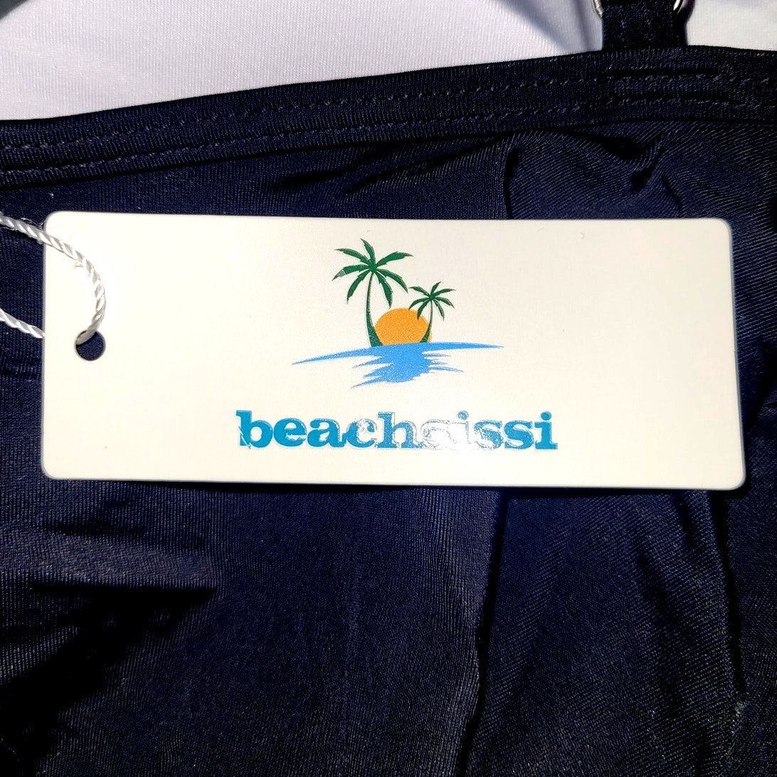 Beachsissi Tankini High Waisted Tummy Control 2 Piece, Black, XL