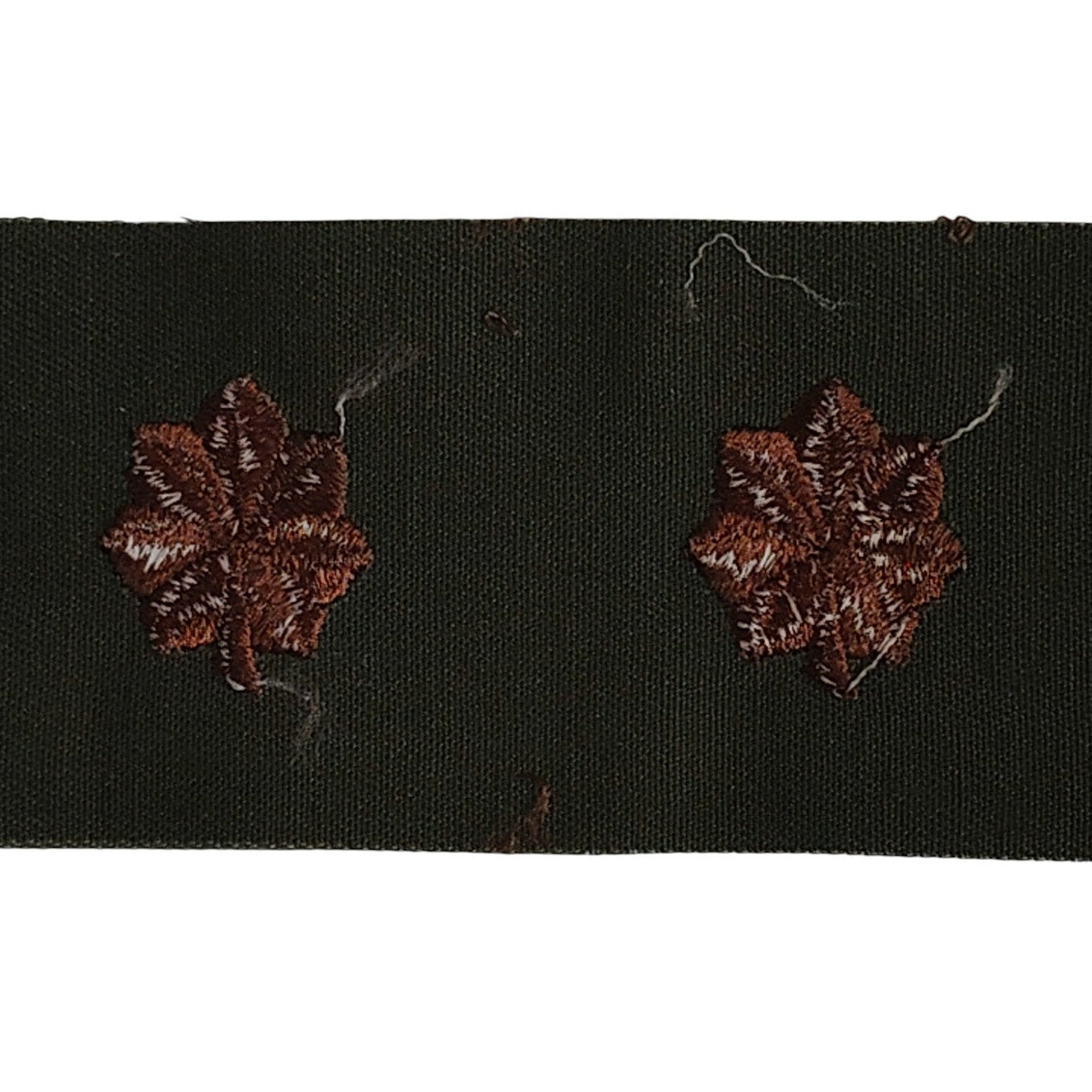 Vintage U.S. Major O-4 Sew-On Rank Insignias, Emb. Gold Oak Leaves on ODG, 1 Pr, Uniform Patches