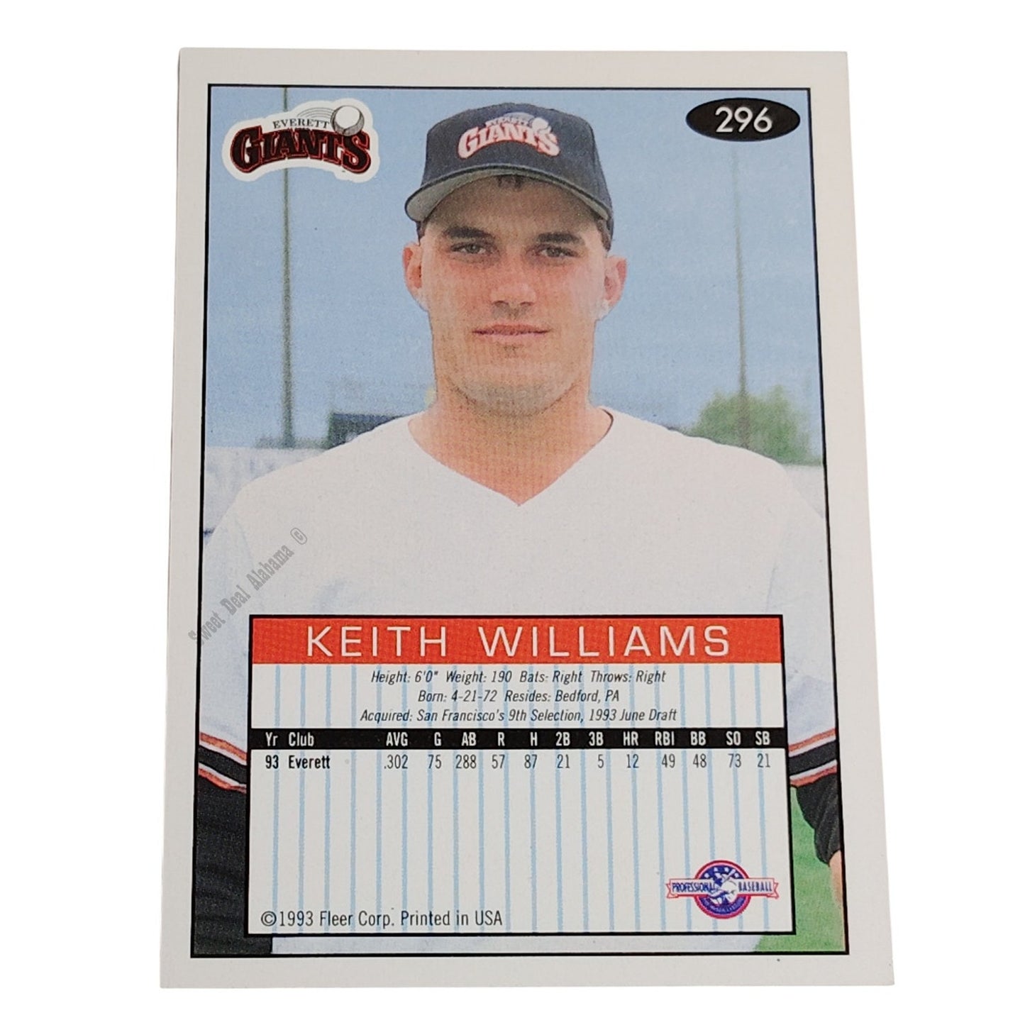 Keith Williams, Everett Giants, #296, 93-94 Fleer Excel Minor Leagues