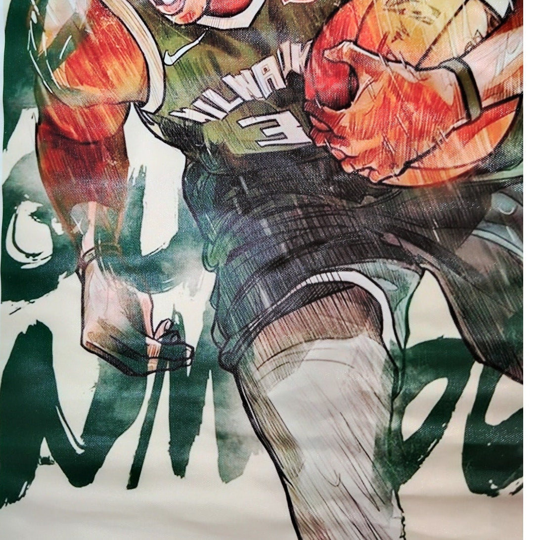 16x24" Giannis Antetokounmpo Milwaukee Bucks Canvas Print – Abstract Basketball Wall Art (Unframed)
