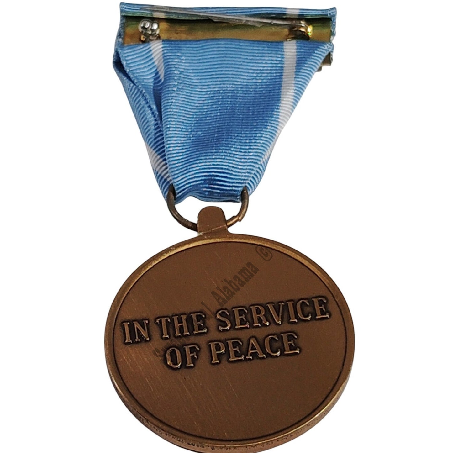 United Nations Service Medal w/ Pinback, 1-7/16"D Medal x 3-1/2"H Overall