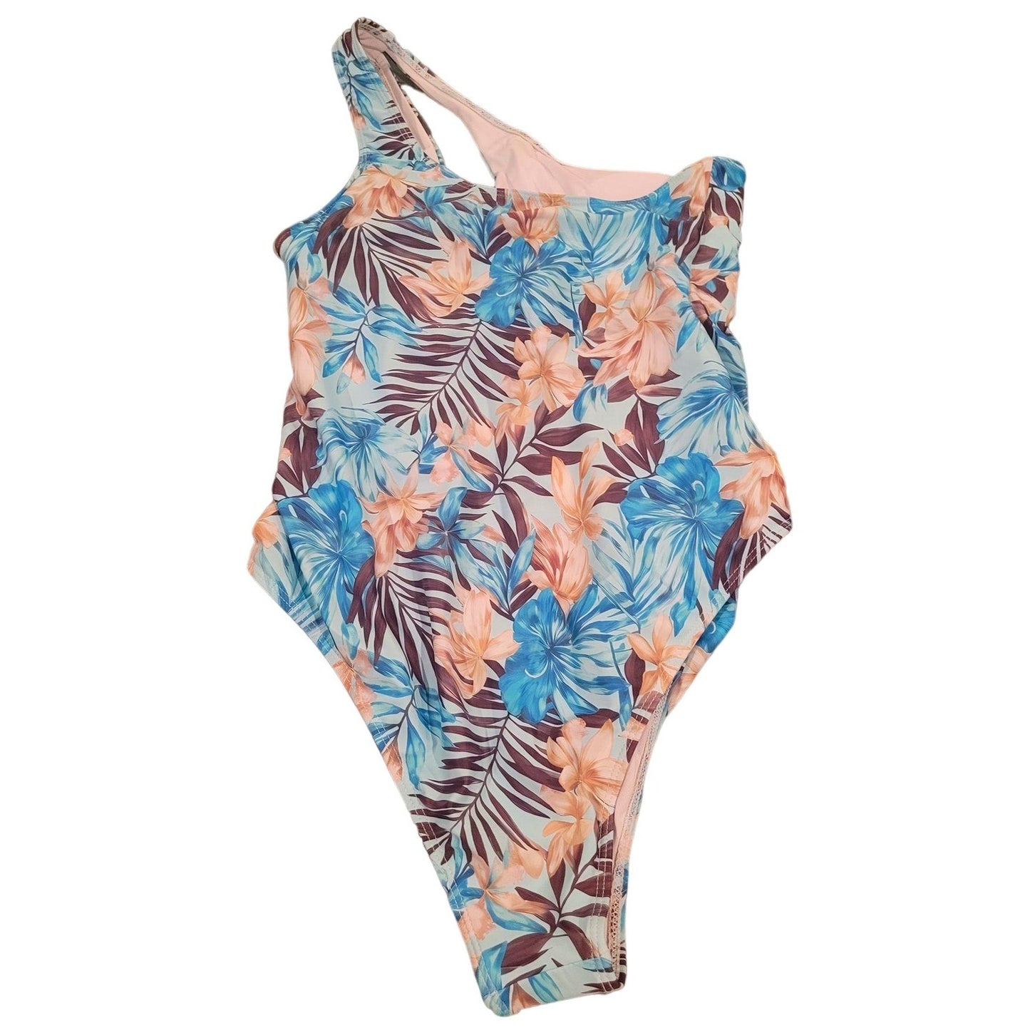 BEILON One Shoulder, Tummy Control Modest Full Coverage Keyhole, Tropical, XL