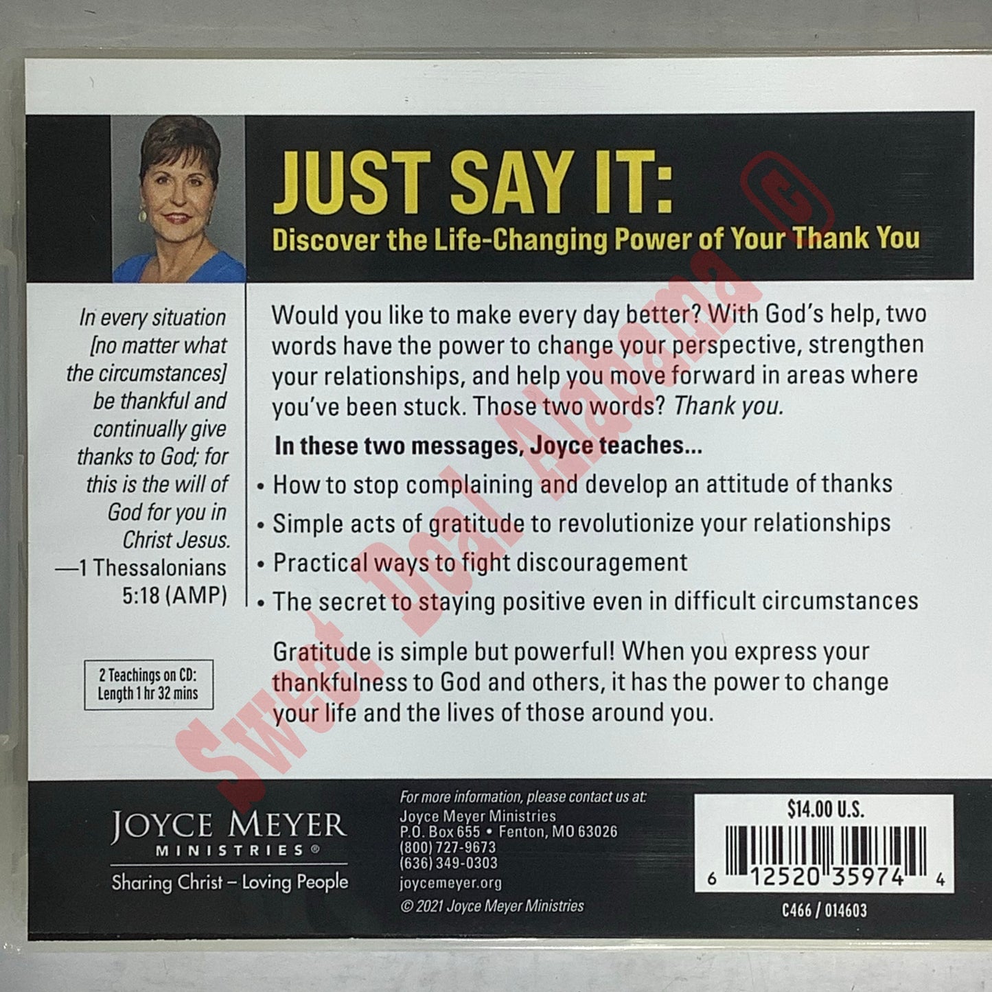 Just Say It: Discover the Life-Changing Power of Your Thank You 2-CD Joyce Meyer