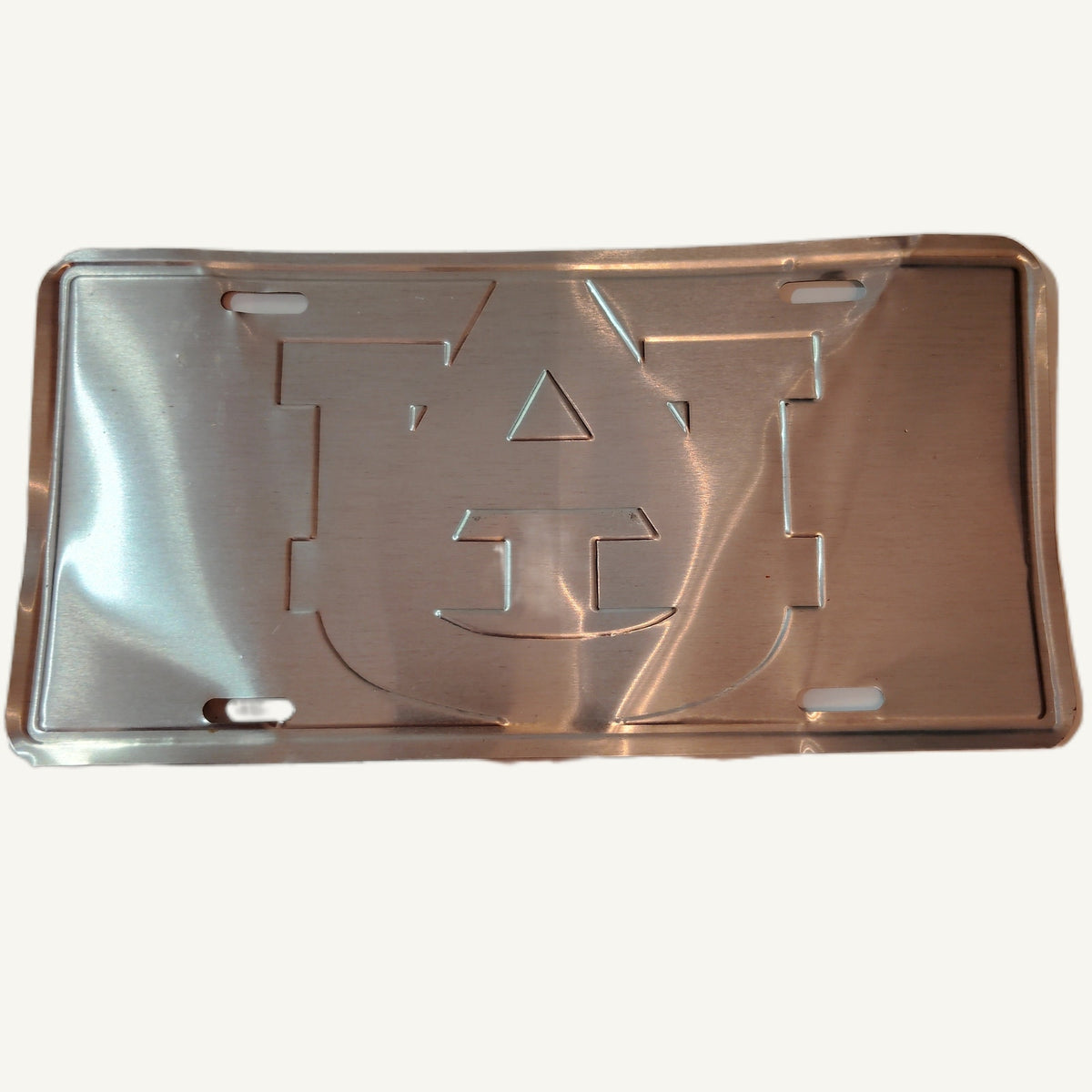 VTG 70s University of Auburn Tigers Car Tag License Plate - White & Navy AU Logo