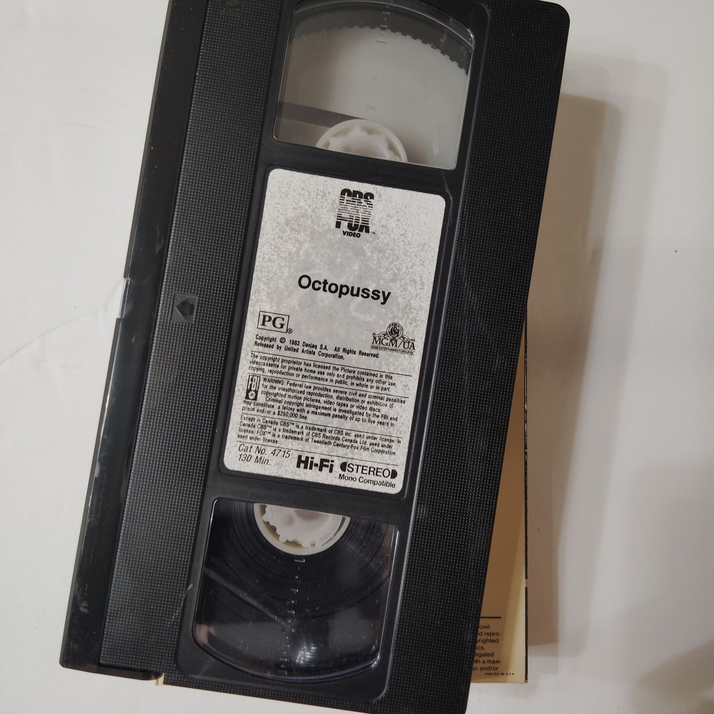 Octopussy VHS 1984 James Bond Action Starring Roger Moore and Maud Adams