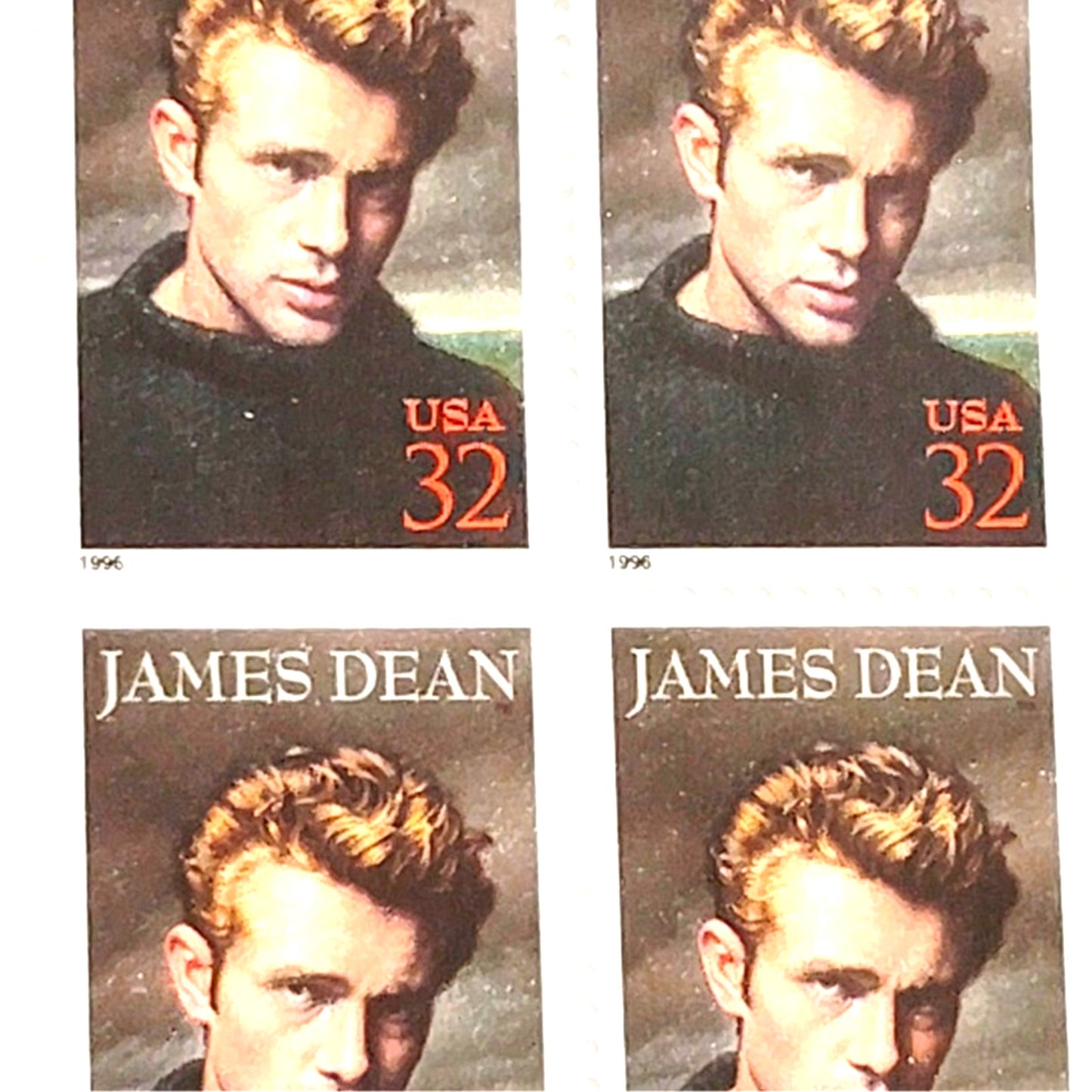 Block of 4 – 1996 USA 32¢ James Dean Legends of Hollywood MNH – Scott 3082