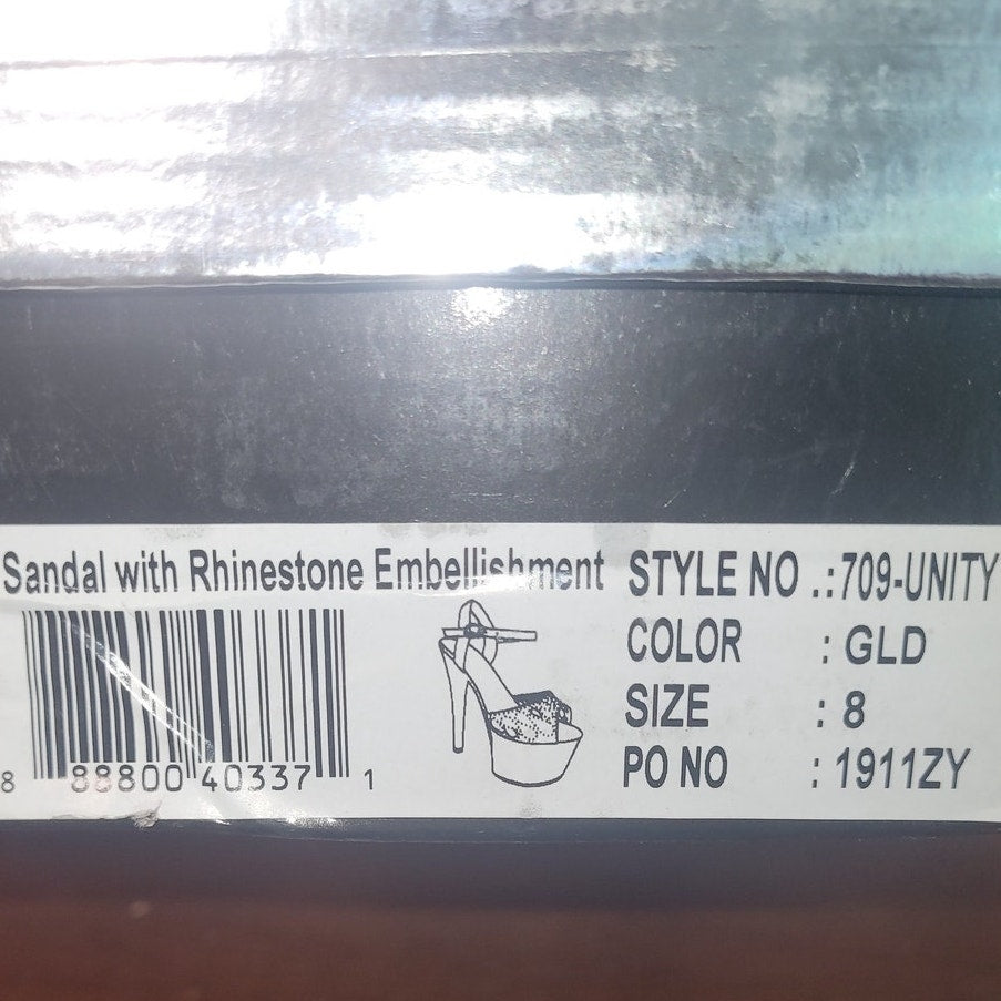 Ellie Shoes Women’s Gold Platform, Stiletto Heeled Sandals – 709-UNITY, Size 8