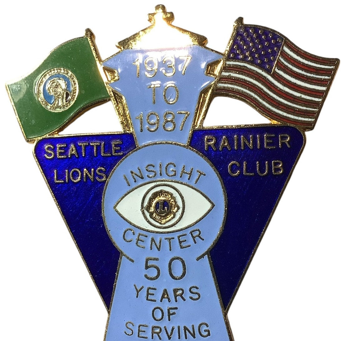 1987 Lions Club Int. 50 Year Insight Center Service Pin, Rainier, Seattle WA