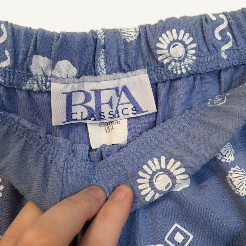 Appleseed's BFA Classics 3-Piece Lounge Set L Blue Floral Cardigan & Pants
