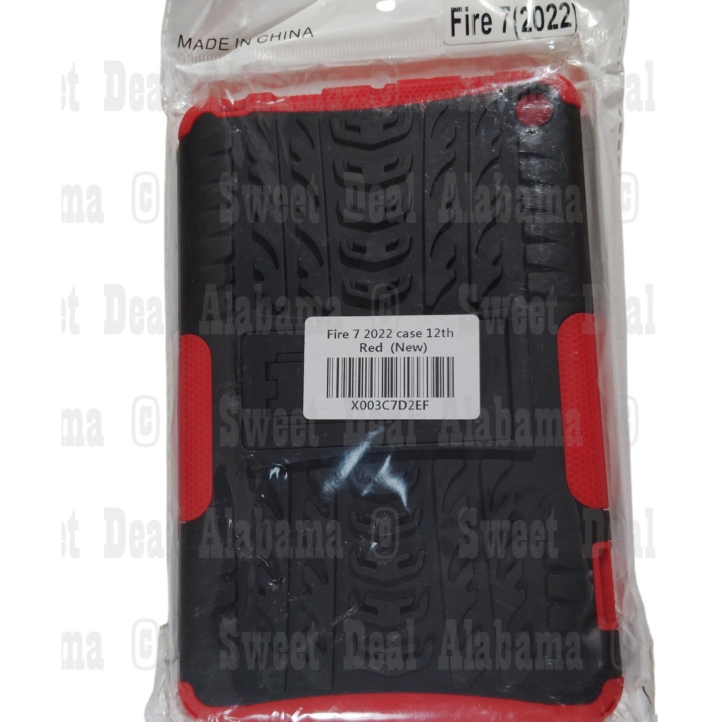 Tablet Case For Fire 7 (2022 12th Gen) Red / Black, Reinforced Corners & Raised Bezels