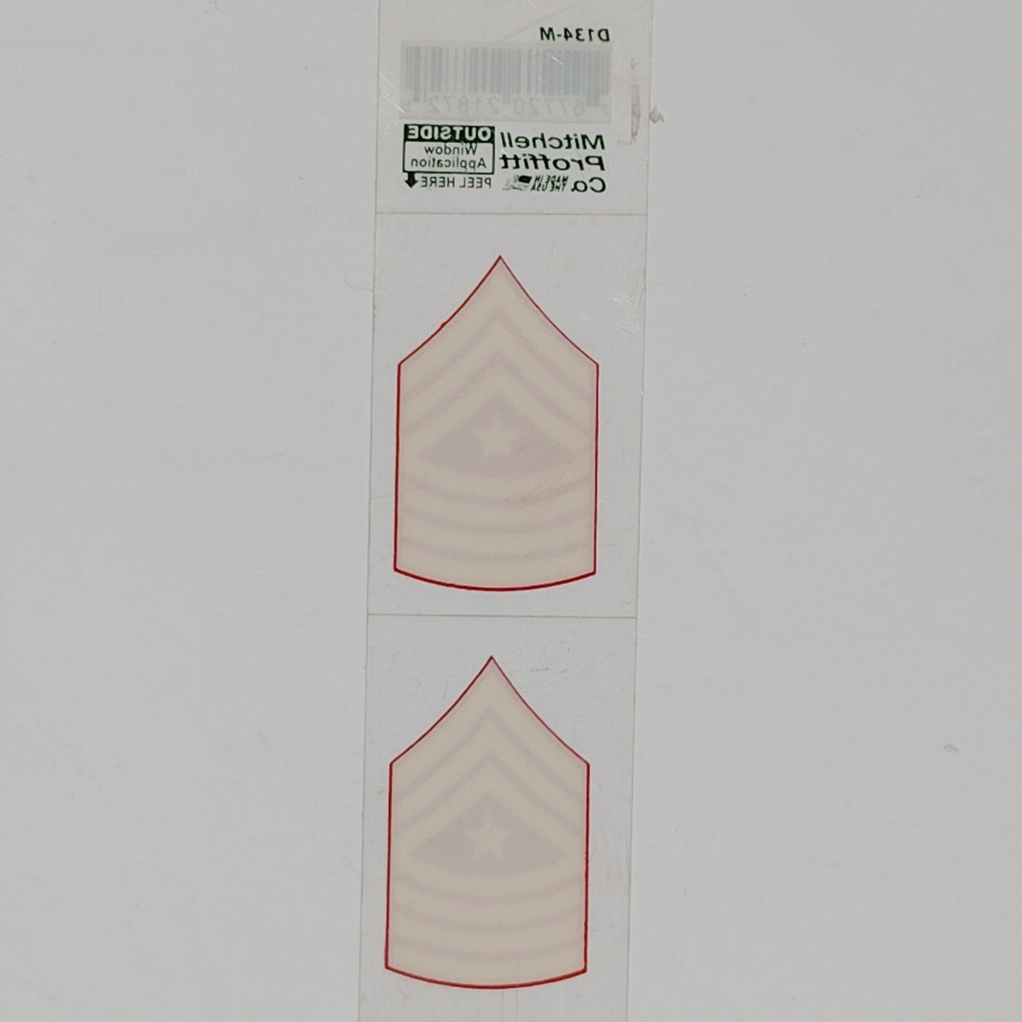 USMC E-9 Sergeant Major Decal Set 1" x 1.625" Each Vinyl, Outside Window, D134‑M