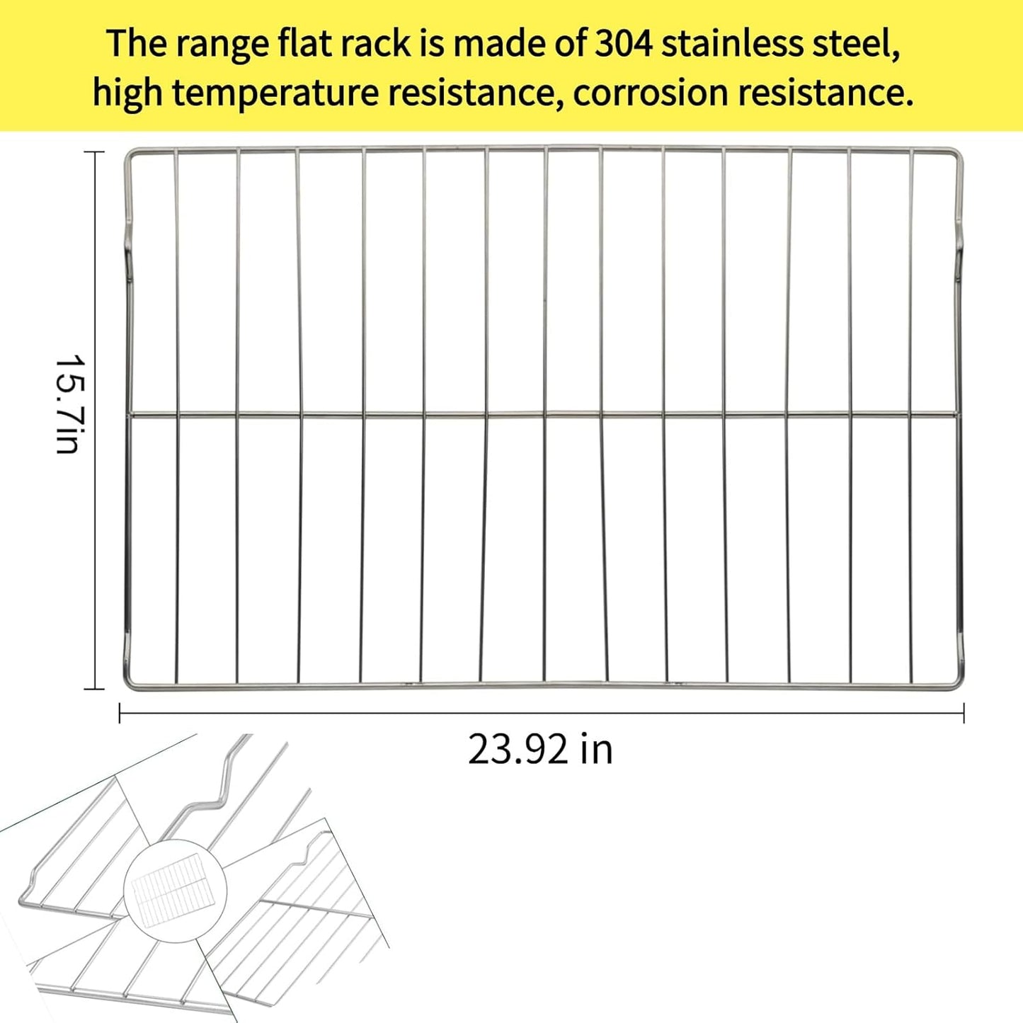 W10256908 Stainless Oven Rack - 23.92 x 15.75" - Fits Whirlpool, Maytag, Kenmore