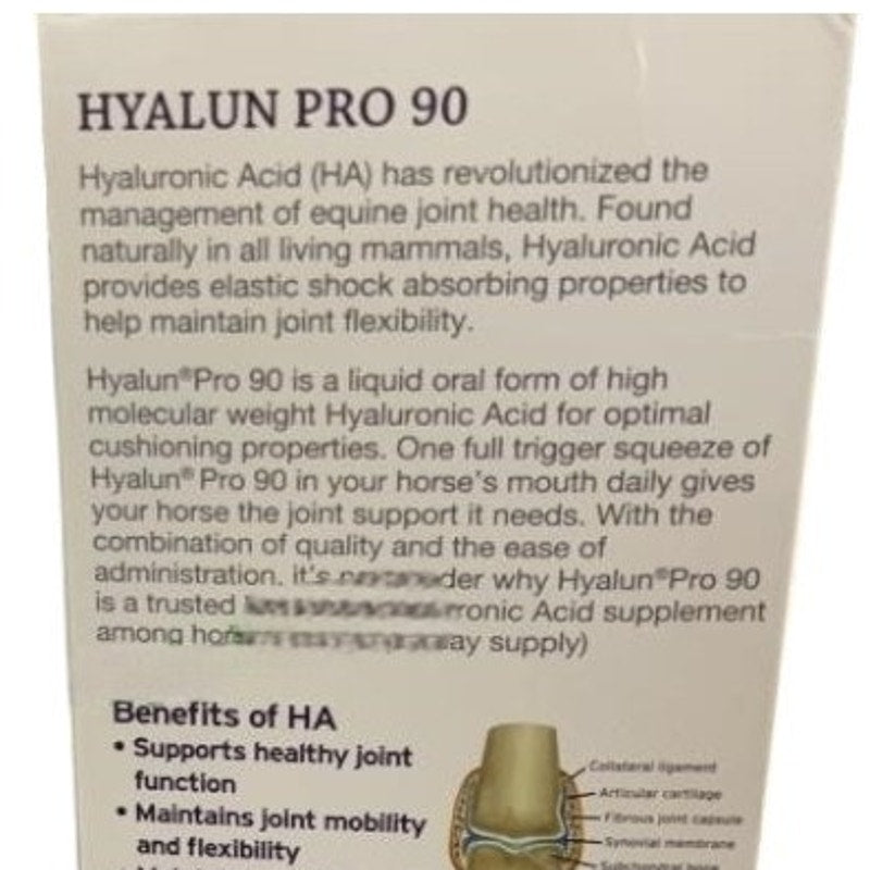 Hyalogic Hyalun PRO 90 – Equine Joint Supplement – 90 Day Supply – 30mg Pure Hyaluronic Acid (HA)