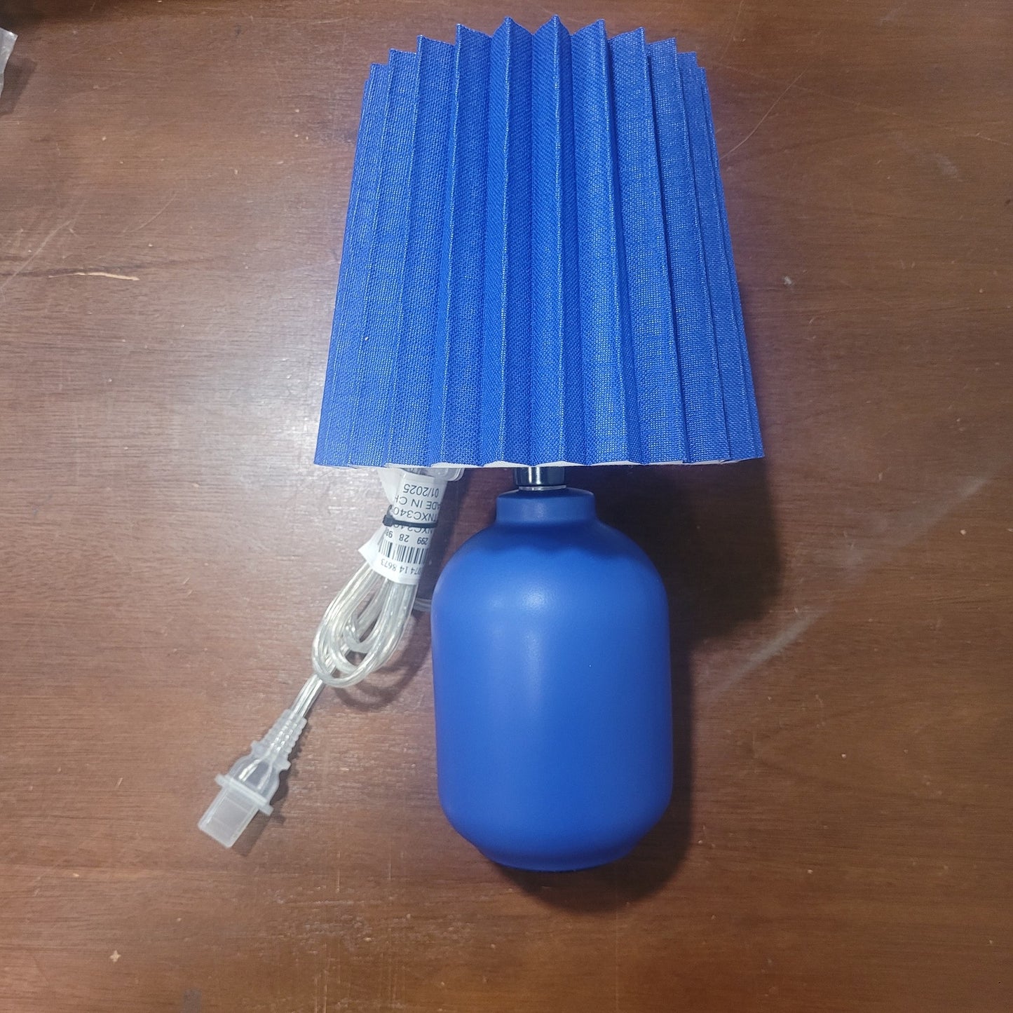 Set of 2 - Mini Ceramic Table Lamps – Blue – 12" H – Inline Switch – 25W Max