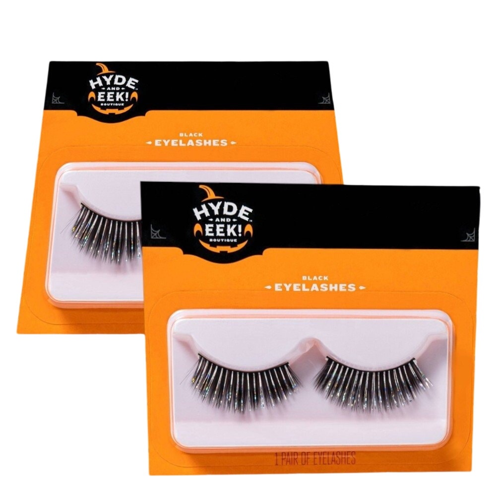 2-Pack Hyde & EEK! Boutique Halloween Fake Eyelashes – Blue & Silver Glitter