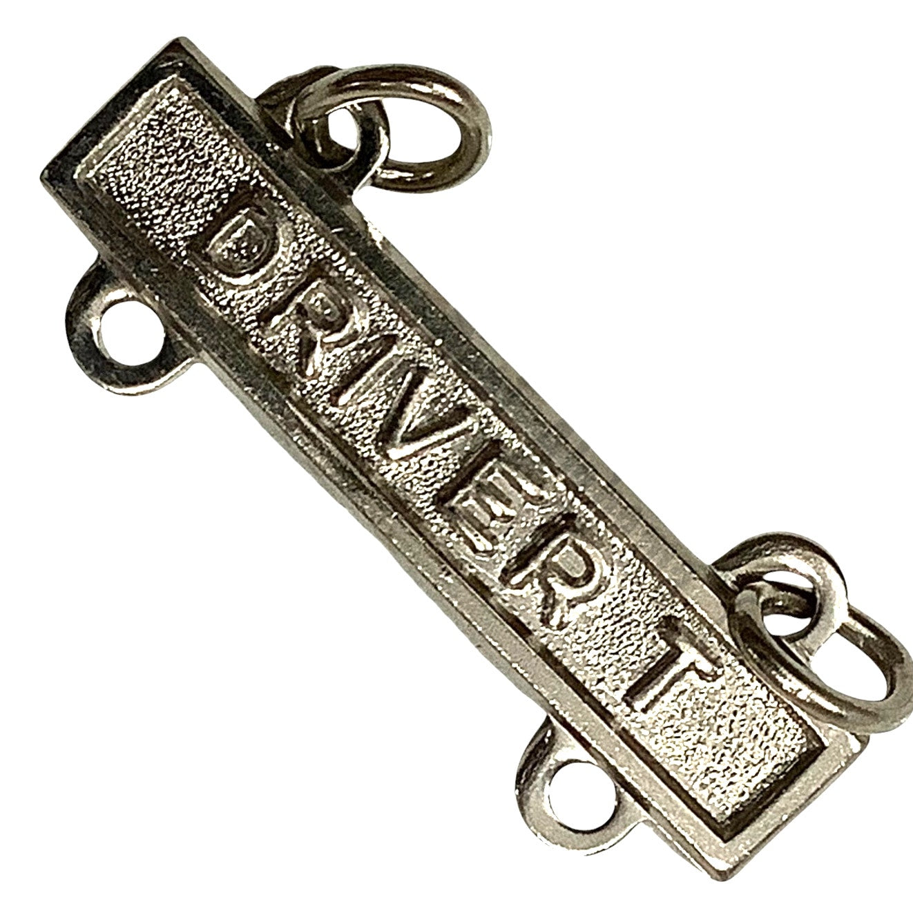Military Qualification Bar, Driver-T, Silver Text and Background 1/2"H x 1"W