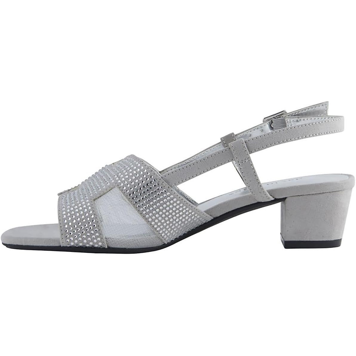 David Tate Women's Amber Block Cut-Out Heels, Silver Nova Suede, Size 8M