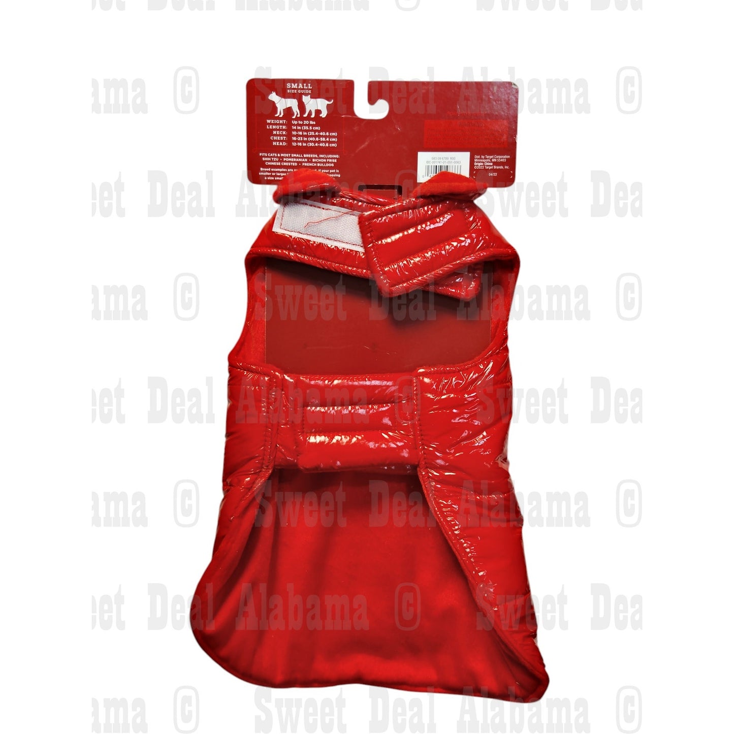 Wondershop Dog & Cat Puffer Jacket - Red - Small, Warm, Lightweight, Hook & Loop
