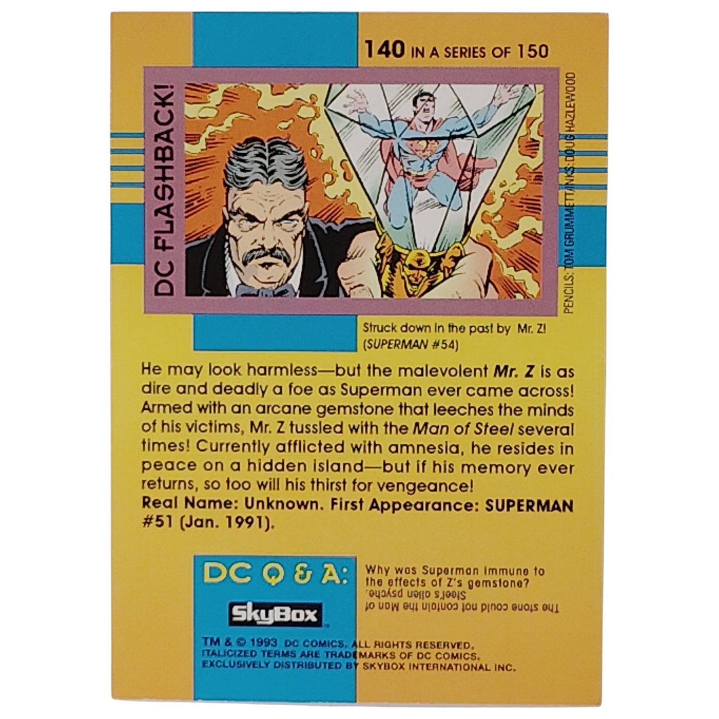 Skybox 1993 DC Flashback Card 87, Foes of Superman, Mr. Z, DC Comics