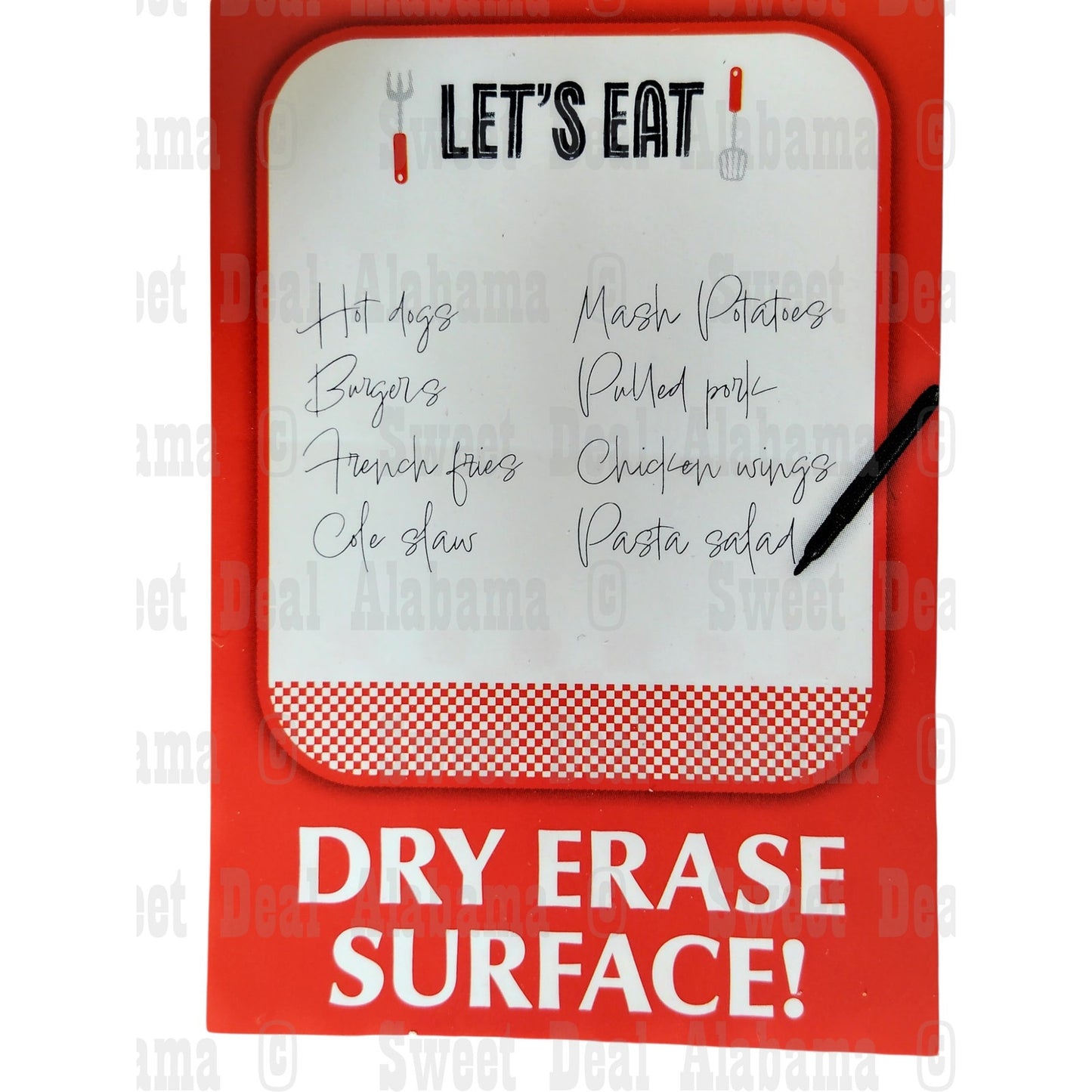 Dry Erase Board – 13"x10" “Let’s Eat” Grilling Theme, Party Ready